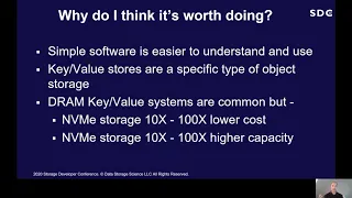 SDC2020: A Low Latency and Scalable Key Value Store from Modern off the Shelf Components