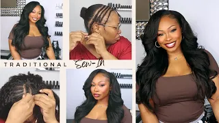 TRADITIONAL SEW-in on thin Hair with Minimal leave-out Ft. DYHAIR777