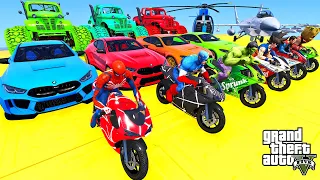 GTA V - FNAF and POPPY PLAYTIME CHAPTER 3 in the Epic New Stunt Race For MCQUEEN CARS by Trevor #011