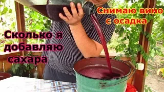 Снятие вина с осадка.  Сколько добавляю сахару.