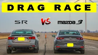 2022 Nissan Altima Midnight SR vs 2022 Mazda3 2.5, drag and roll race.