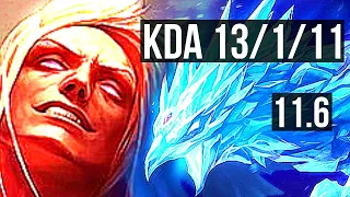 VLADIMIR vs ANIVIA (MID) | 13/1/11, Legendary, 1.2M mastery, 600+ games | BR Diamond | v11.6