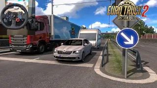 The Fastest Delivery in ETS2 With Skoda Superb | Caravan Delivery | Logitech G29 + shifter