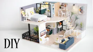 DIY Miniature Dollhouse Kit || Loft Villa - Relaxing Satisfying Video