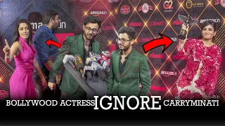 Raveena Tandon and Nushrratt Bharuccha IGNORE Carryminati aka Ajey Nagar at an Awards Show