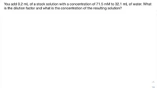 Calculating the concentration of a solution using a dilution factor