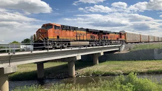 BNSF 6929 leads a auto rack train at Longmont