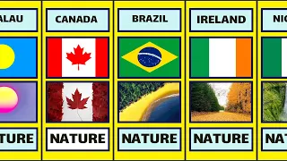 Flags of different countries in nature | Realistic Flag | comparison