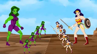 Evolution of She Hulk vs Evolution of She Wonder Woman: Who Will Win | SUPER HEROES MOVIE ANIMATION