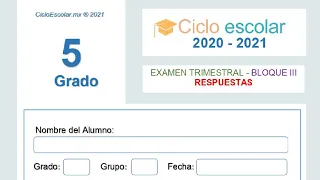 Examen trimestral Bloque III 5to grado de primaria| Matemáticas