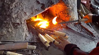 Process of Making Great Korean Sickle. Korean Blacksmith with 70 Years of History