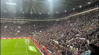 Newcastle fans as the full time whistle was blown to send Newcastle into the final at Wembley