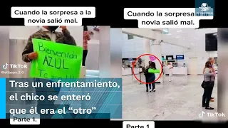 Joven espera a su novia en el aeropuerto y la descubre con otro