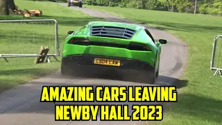 SCITP NEWBY HALL 2023, SUPERCARS HIGH PERFORMANCE CARS LEAVING SPORTS CARS in the PARK
