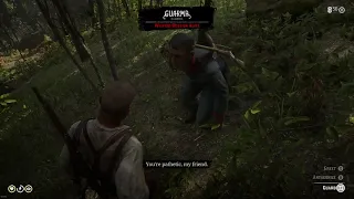 Red Dead Redemption 2, guard on Guarma went into Arthur's camp and Arhtur haven't liked it much
