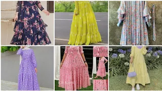 Frill froks | floral print maxi Designs | chiffon froks/maxi Designs 👗