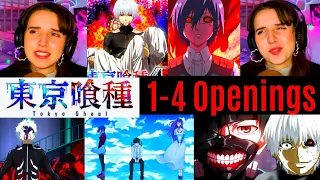 REACTING to *1-4 Tokyo Ghoul Openings* SUCH BANGERS!! (First Time Watching) Anime Openings