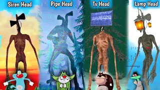 📢 Siren Head vs Pipe Head vs Tv Head vs Lamp Head Gameplay With Oggy and Jack Voice