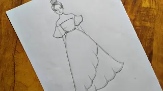 girl beautiful dress drawing ll easy girl dress drawing ll girl drawing