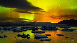Volcano Glow and Northern Lights [Time Lapse]