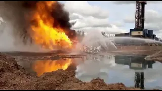 Пожар на скважине в Иркутской области.