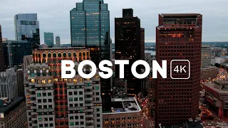 DOWNTOWN BOSTON MA [4K] BY DRONE - BOSTON AERIAL NIGHT - DREAM TRIPS