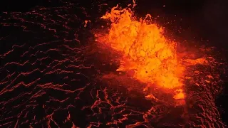 Iceland volcano spews red streams of lava