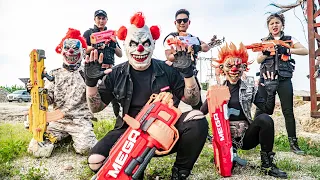 LTT Nerf Mod : Couple Warriors Black SEAL MARINES Use Nerf Guns Fight Crime Group Mask Dr.Lee