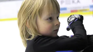 Sasha Plushenko in training. Talking to dad about jumping.