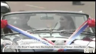 ROYAL WEDDING: William and Kate drive away in open-top Aston Martin