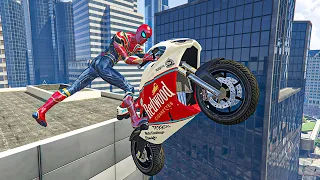 GTA 5 - Iron Spider-Man Motorcycle Stunts/Jumps (Euphoria Physics) Ep.02