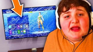 he punched TV after mom turns off wifi.. (fortnite)