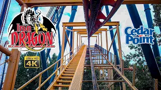 2022 Iron Dragon Roller Coaster On Ride Front Row 4K POV Cedar Point