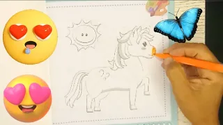 How To Draw A Cartoon HorseArt for Kids Hub #coloring #drawing