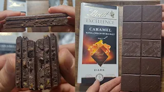 Lindt Excellence Caramel and Sea Salt Dark Chocolate | 4K