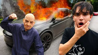 Scary Old Man DESTROYED Our Tesla!