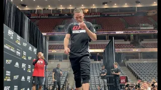 UFC 241 Open Workouts: Nate Diaz Blowing Smoke in Front of The Schmo