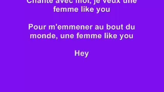 Une femme like you - K-maro (Letre) Lyrics on screen