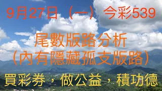 今彩539｜牛哥539｜2021年09月27日（一）今彩539尾數版路分析內含隱藏版路（🎉恭喜上期尾數版路：4尾、5尾，隱藏孤支版路：04順利開出🎉）