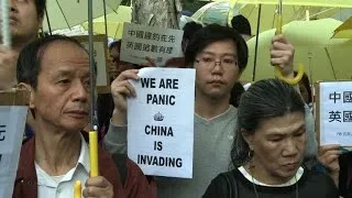 Hong Kong democracy activists protest outside British consulate