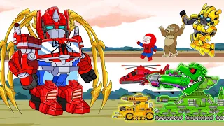 Team Transfomers vs Dinobot Raptor's: Rescuing Optimus, Bumblebee | Evolution of Kong Animation