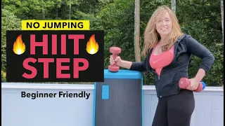 HIIT Step - No Jumping Interval Workout with dumbbells #6 - Beginner Friendly (23 MIN)