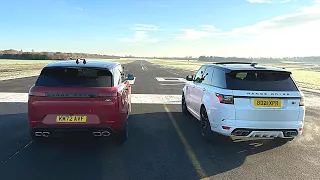 DRAG RACE! 2023 V8 RANGE ROVER SPORT VS RANGE ROVER SPORT SVR!