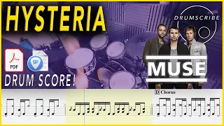 Hysteria - Muse | DRUM SCORE Sheet Music Play-Along | DRUMSCRIBE