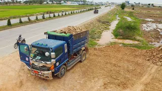 EP2.NEW UPDATE!! Landfill up Process Fill the soil Use Dozer D31P KOMATSU And Dump Truck 5T