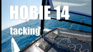 Tacking the Hobie 14 catamaran