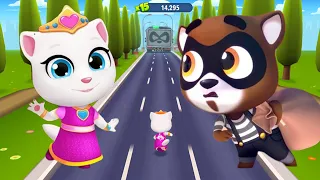 Talking Tom Gold Run Gameplay - Princess Angela Fights with Raccoon Boss in Las Vegas - Full screen🔥