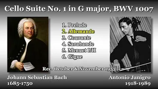 Bach: Cello Suite No. 1, Janigro (1953) バッハ 無伴奏チェロ組曲第1番 ヤニグロ