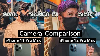 iPhone 11 Pro Max සහ iPhone 12 Pro Max කැමරා comparison │සිංහලෙන් 🇱🇰│Apple