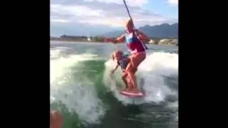 4 year old wakesurfing